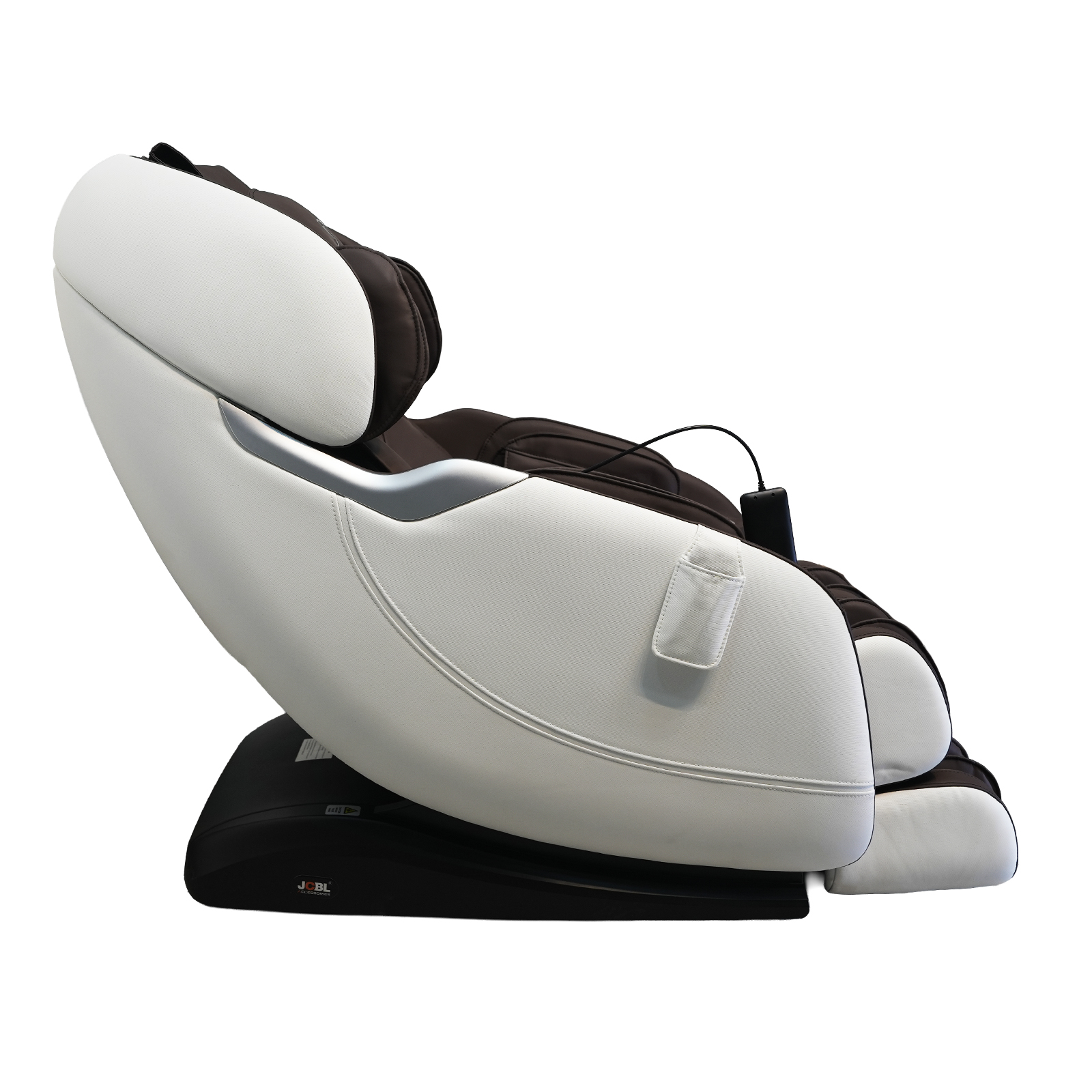 White massage chair side reclining position