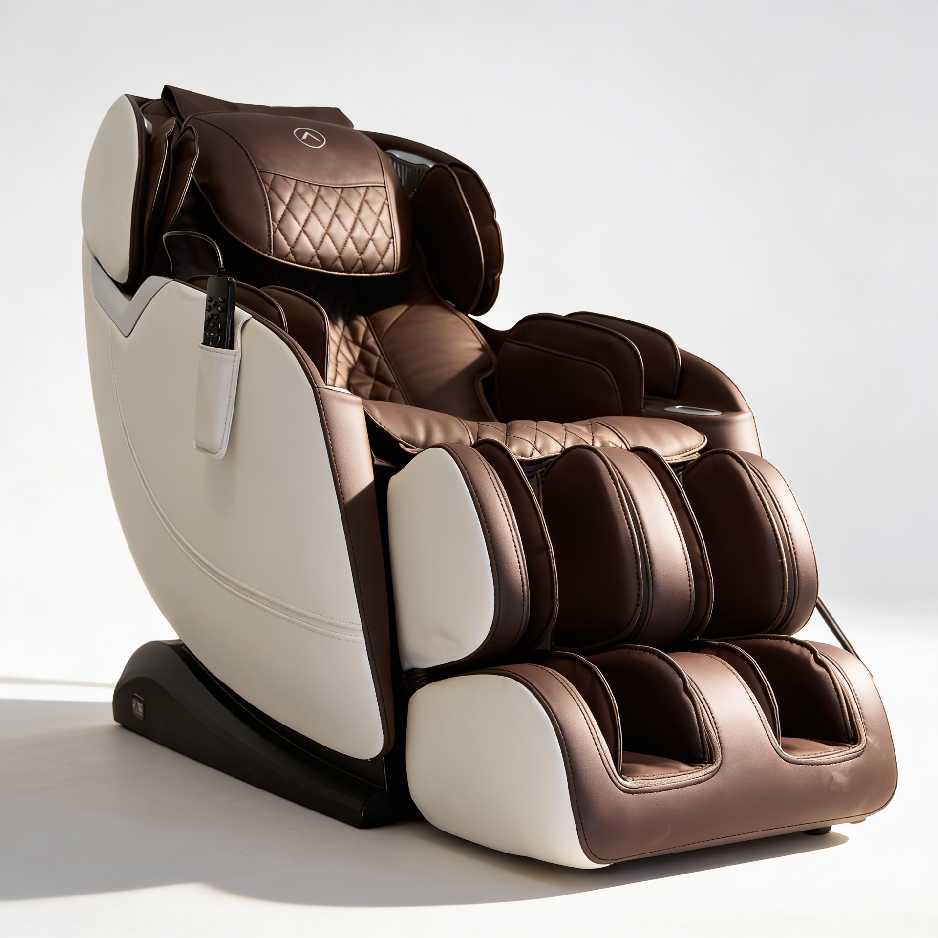Massage recliner chair angled perspective