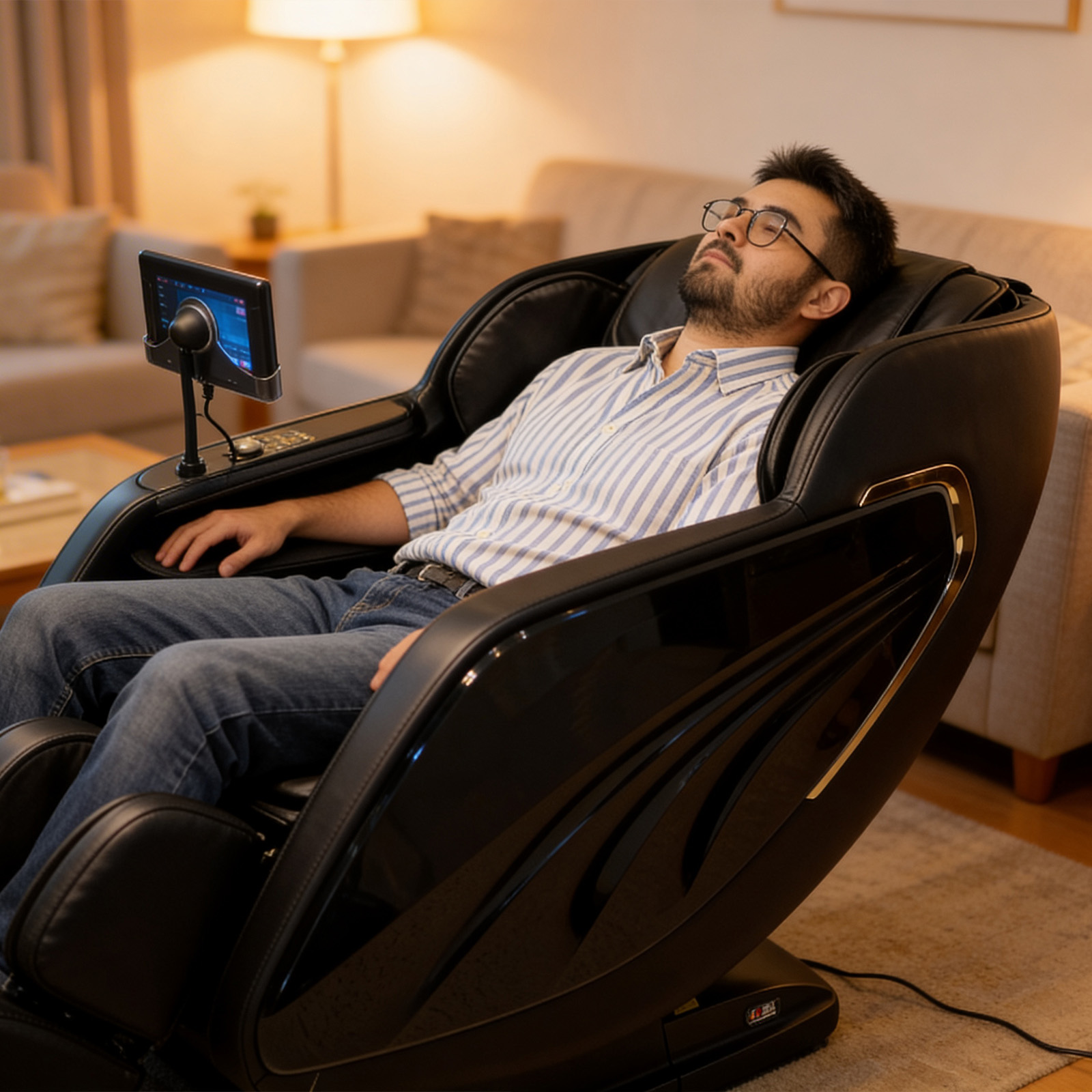 User relaxing in reclining JCBL Mobility massage chair