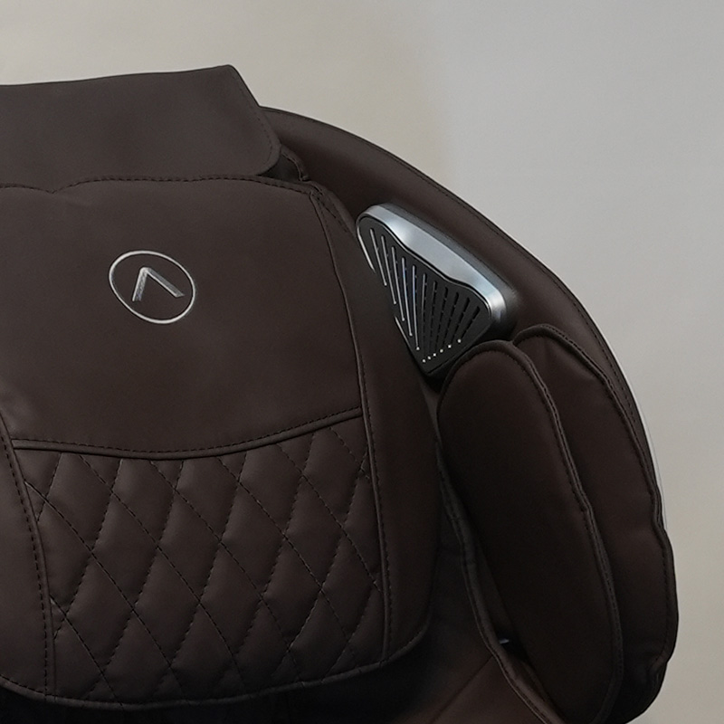 Premium stitched leather massage chair detail