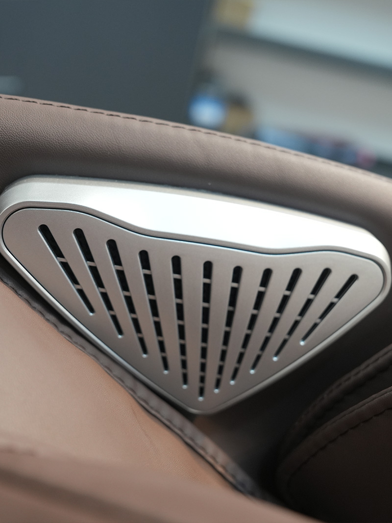 Air vent and speaker detail in massage chair by JCBL Mobility