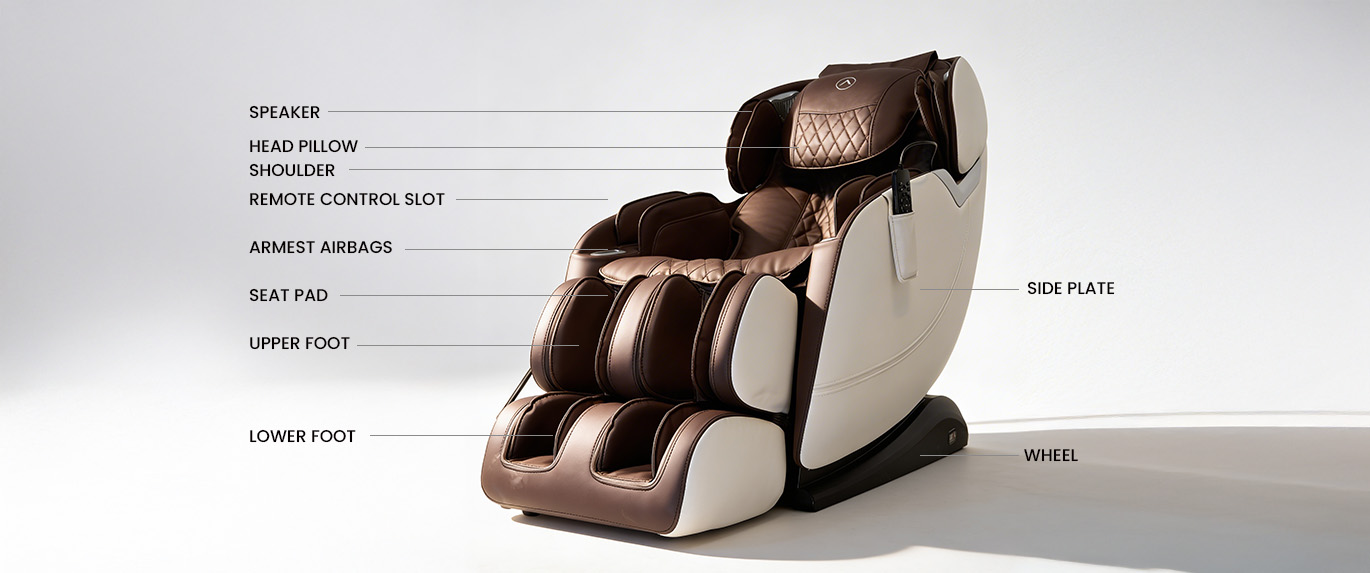 JCBL Mobility Massage chair side profile with cushioning