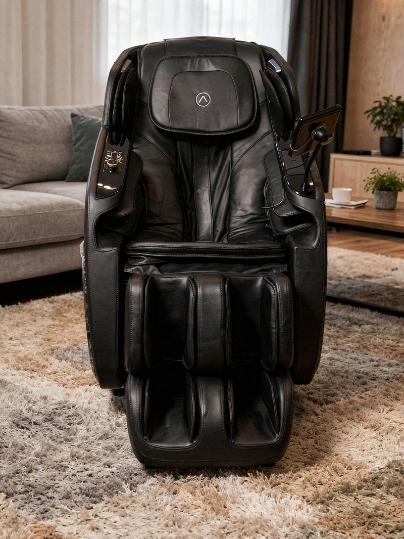 Black leather massage chair full body view by JCBL Mobility